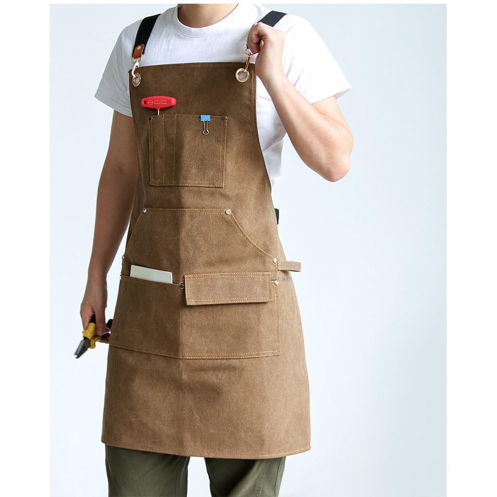 NEBE Delantal de camarero Delantal de lona a la moda for hombres y mujeres, jardinería, carpintería, cerámica hecha a mano, peluquería, manicura, pintura, ropa de trabajo Delantales Delantal