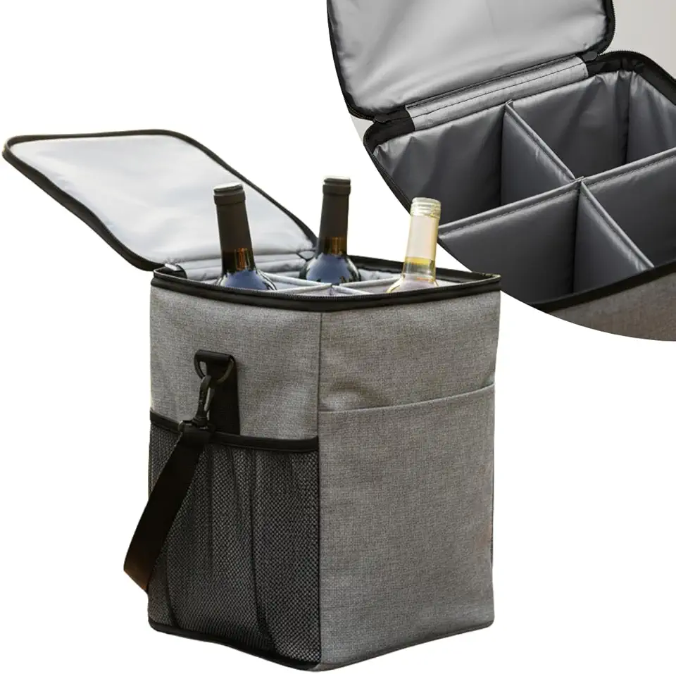 Bolsa Térmica Vinho Champanhe Wine Bag 4 Garrafas Multiuso