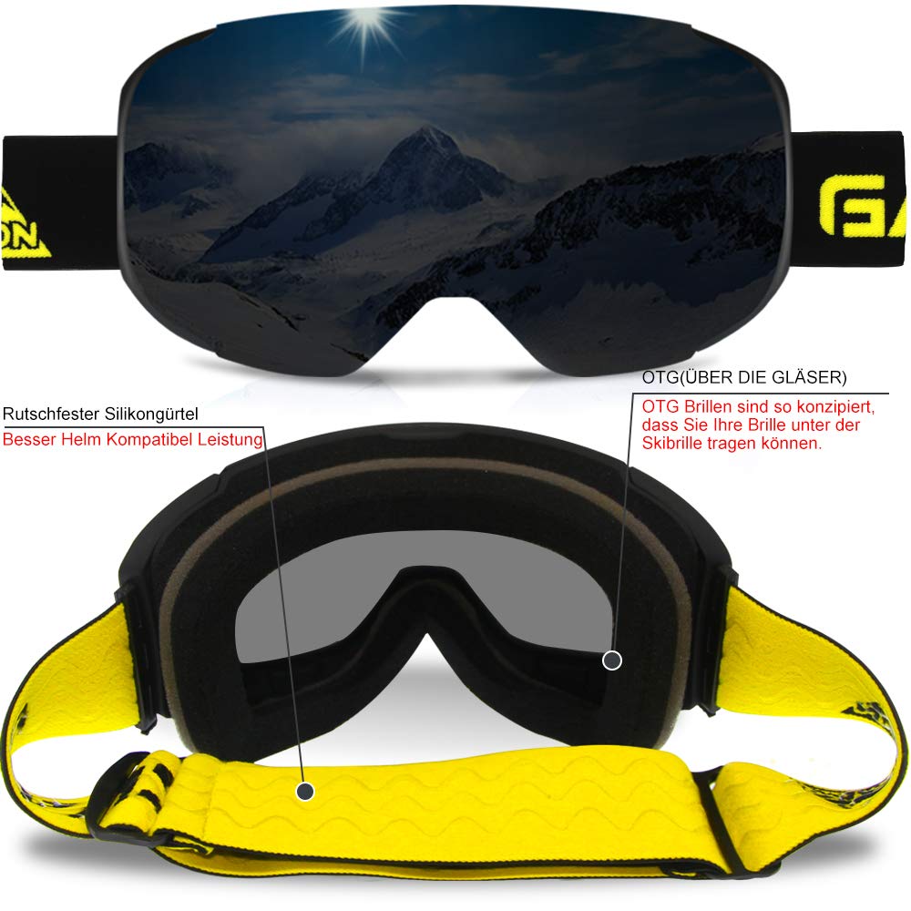 GANZTON Skibrille Mit Doppel-Objektiv - Anti-Beschlag & UV-Schutz Für Ski & Snowboard