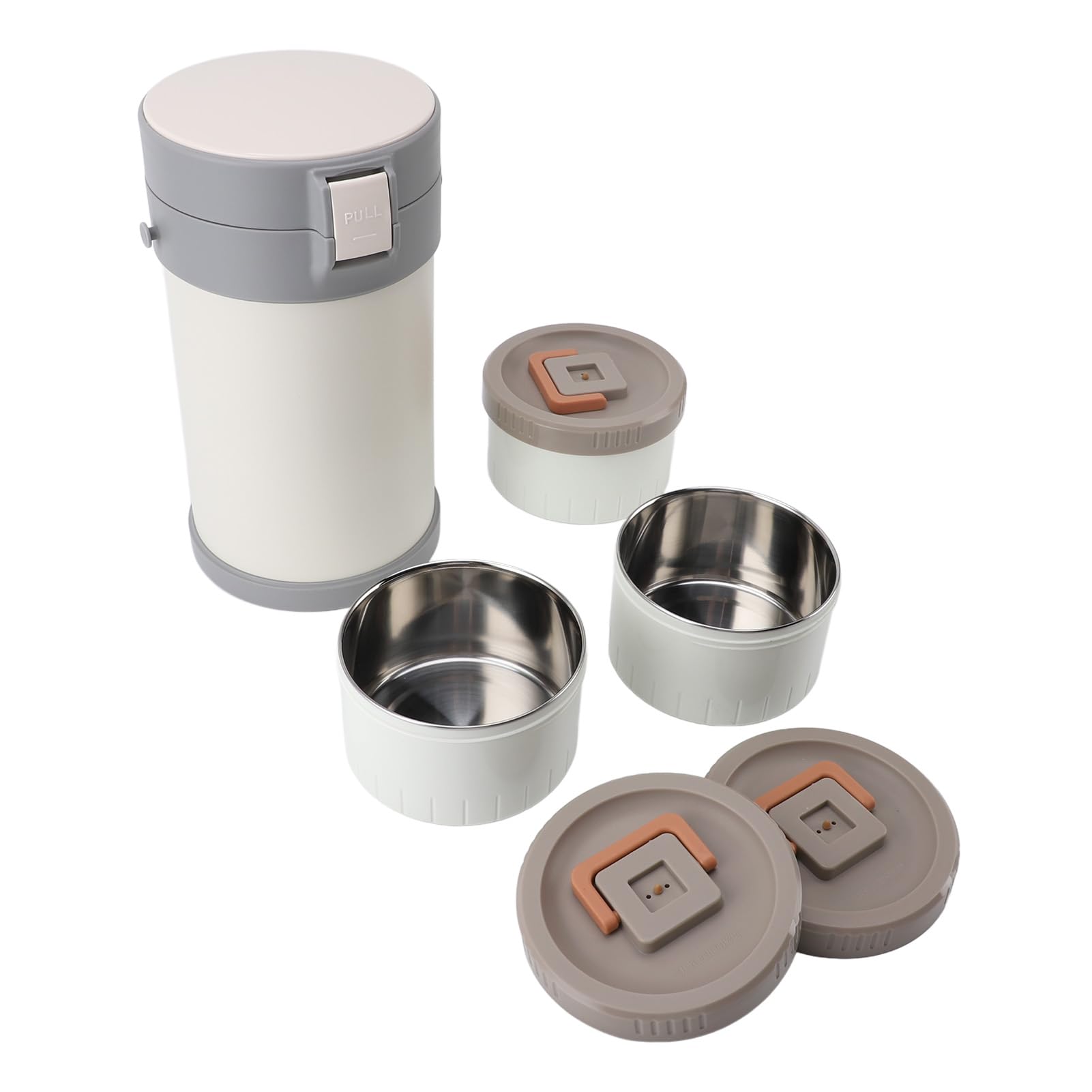 Tissting Termo para Comida 2.3L 3 Niveles, Acero Inoxidable 304 Apto para Microondas con Correa para Hombro, para Escuela Oficina (White)