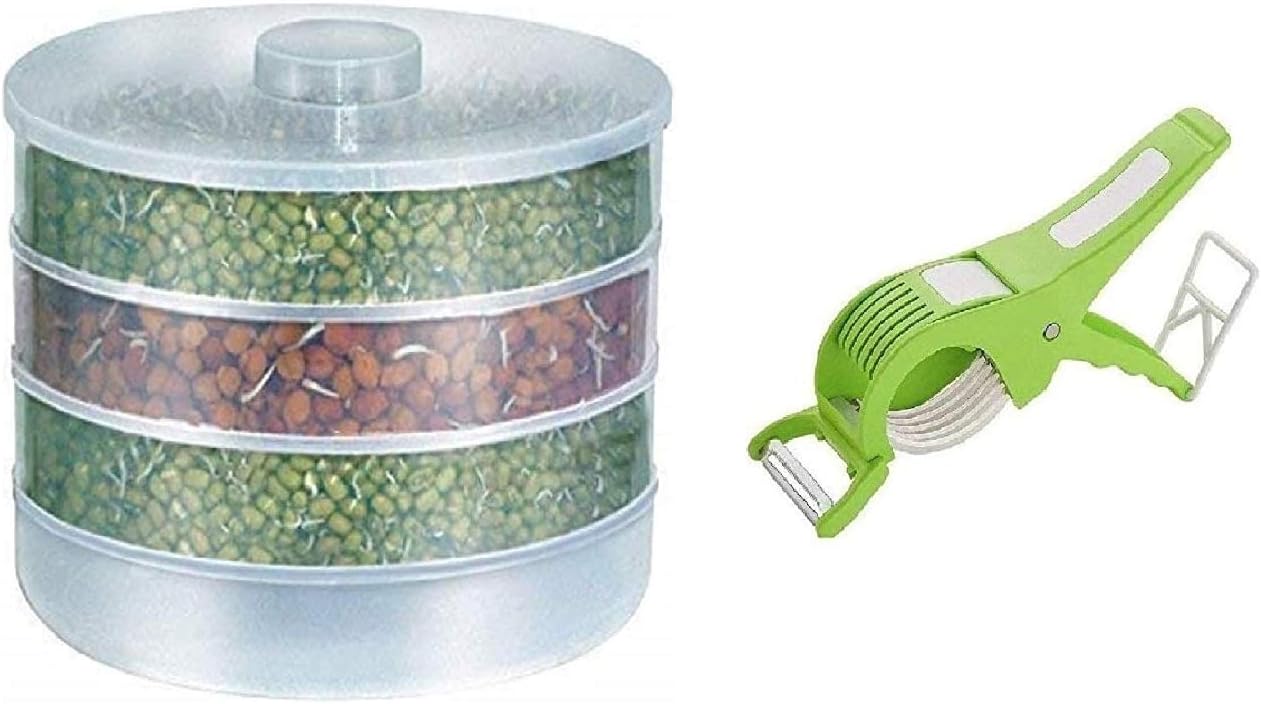 PRAMUKH FASHION Plastic Sprout Maker With Container - 4 Pieces