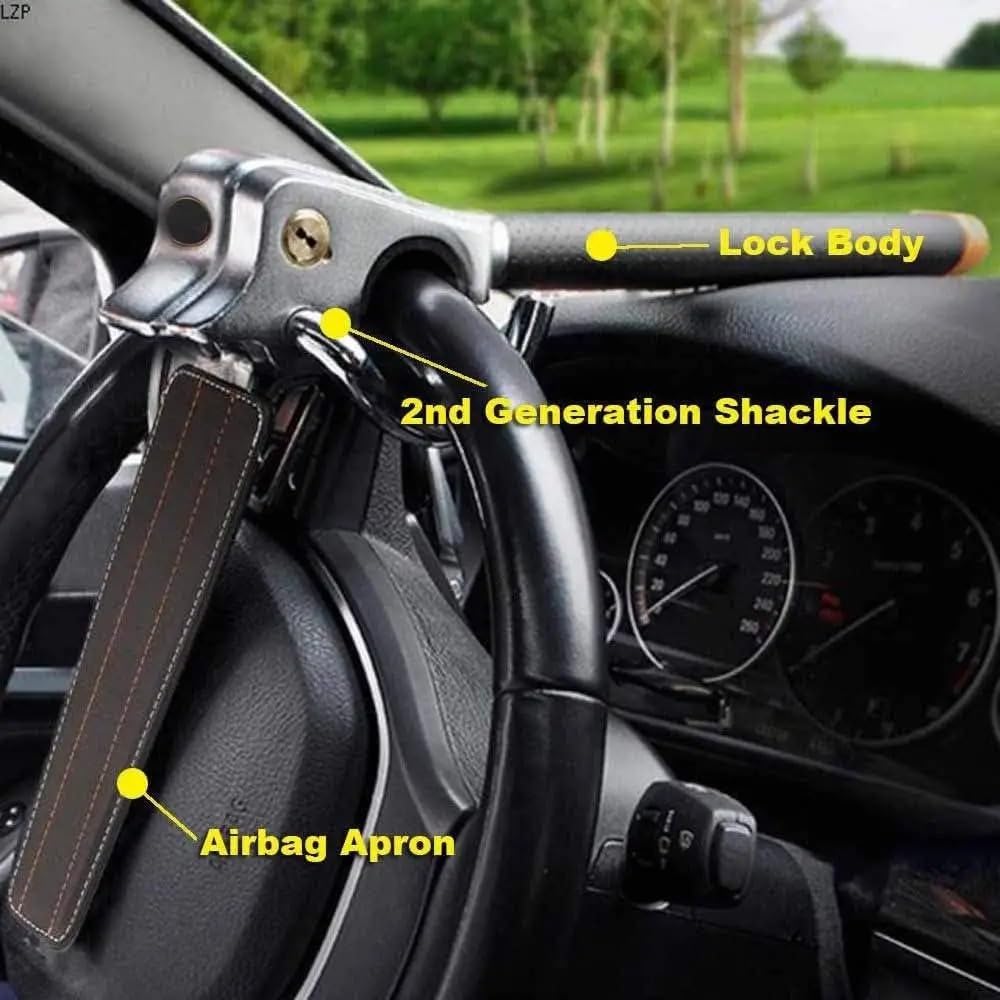 Bloqueo antirrobo para volante de coche, cerradura seguridad plegable acero aleación atrevida, protección en T, bloqueo viaje Barra Bloqueo Volante