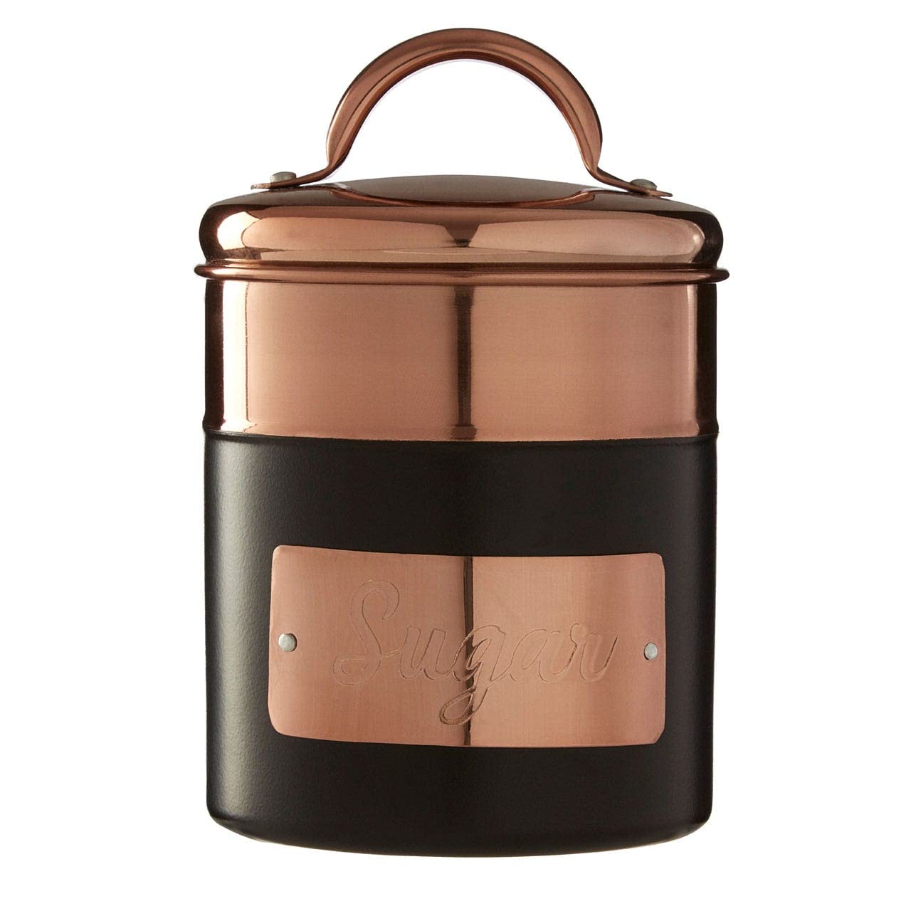 Premier Housewares Sugar Canister - Stainless Steel - Rose Gold - Embossed Lettering