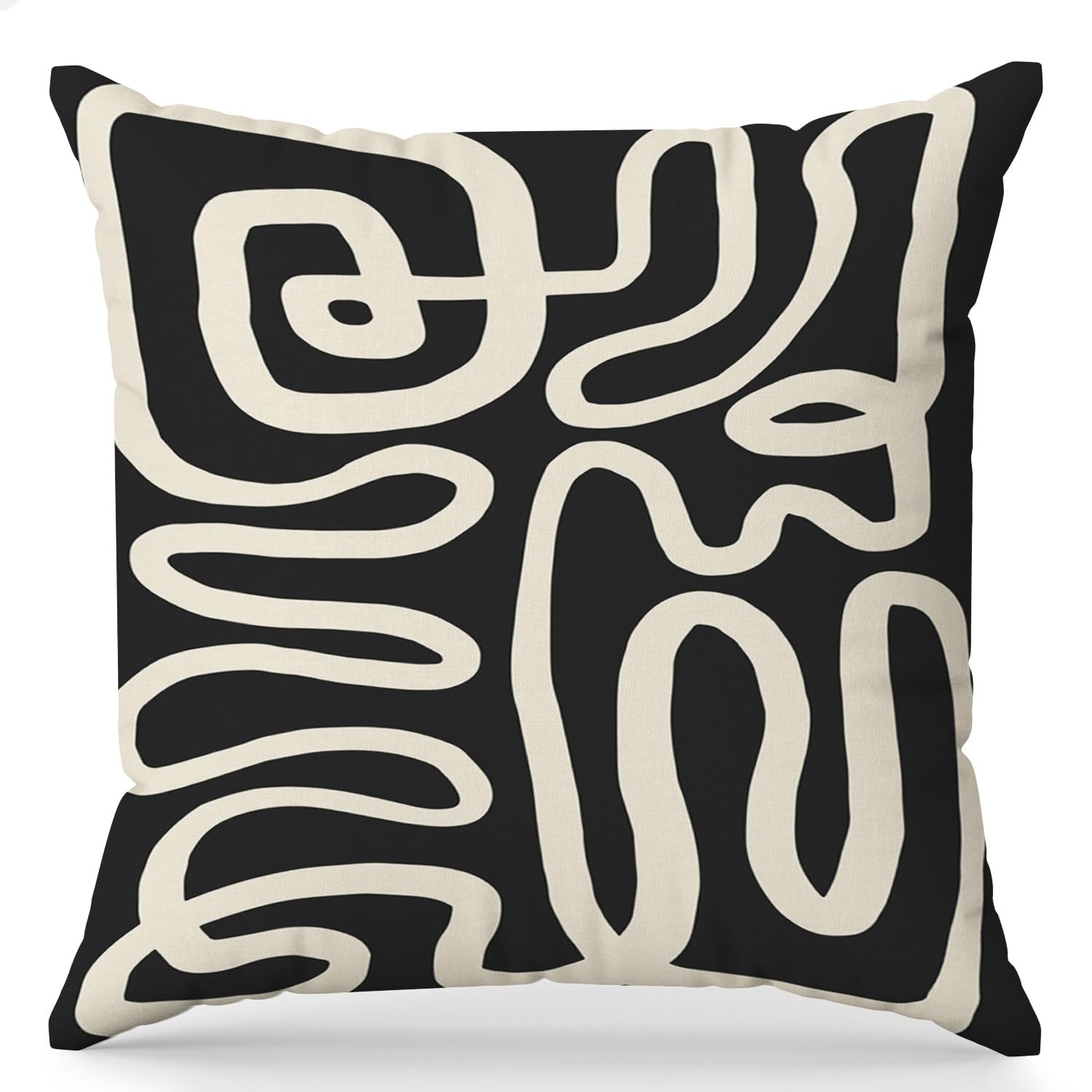 Yomisex Black and Cream Pillow Cover 18x18, Black and Cream Abstract Decorate Pillow Cover for Living Room Couch Bed Home Bedroom Decor