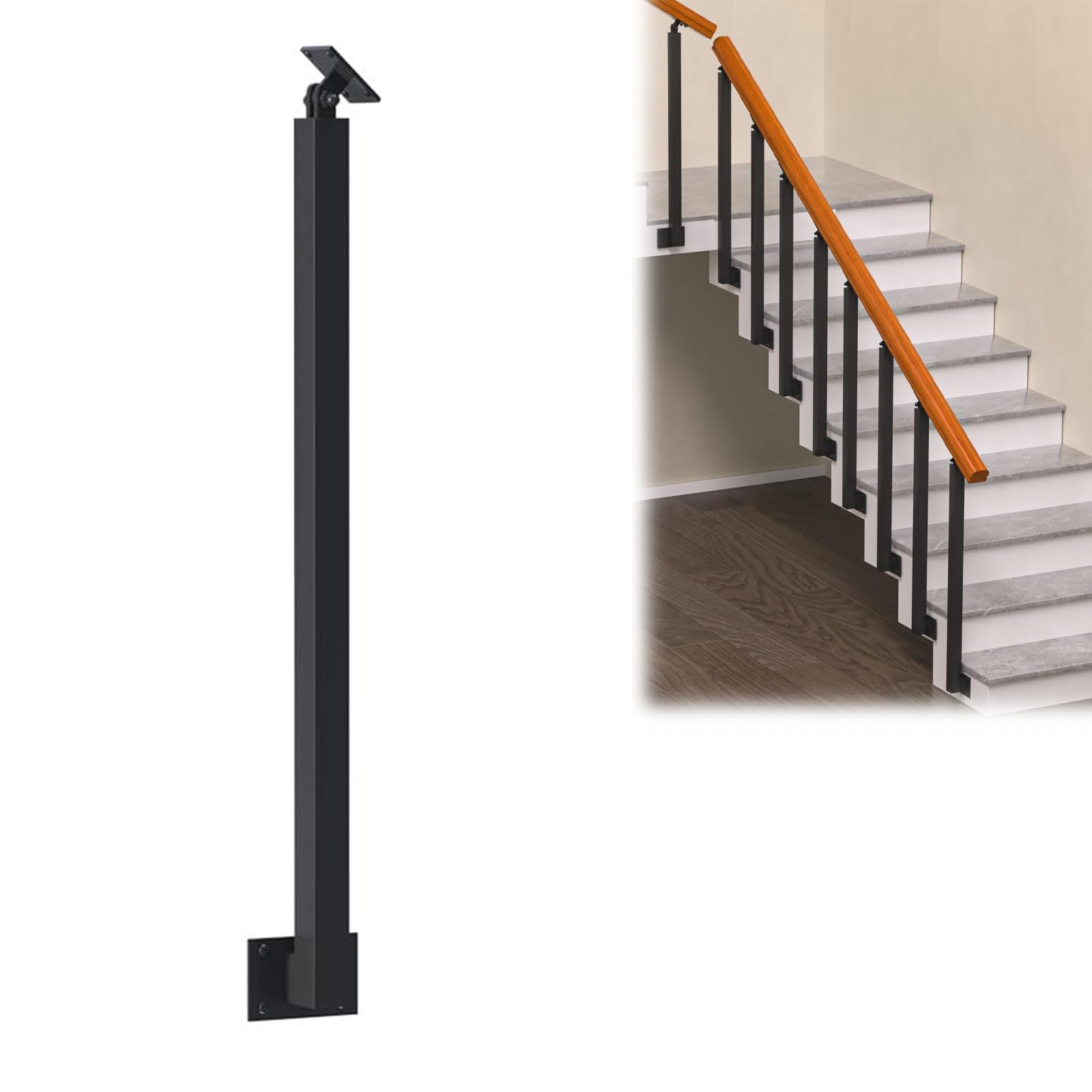 Balustres de rampe d'escalier intérieur et extérieur réglables noirs