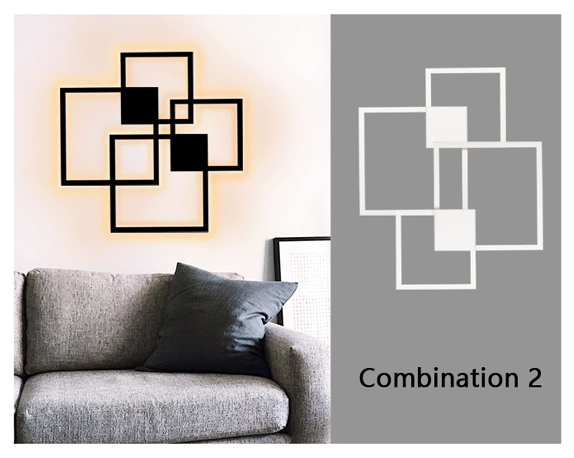 Lámpara De Pared Con Combinación De Marco Blanco Y Negro, Aplique De Pared De Aluminio Cuadrado Geométrico LED, Aplique De Pared, Dormitorio, Hotel, Sala De Estar, Decoración De La Habitación