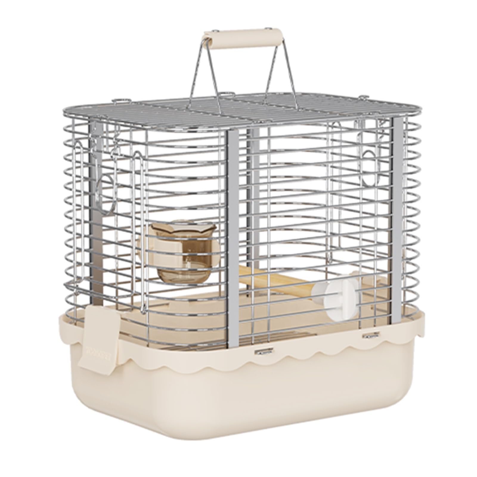 Jaula Trampa Palomas, Voladera, Hebillas de Fijación Múltiples, Descarga Integrada, for Peonía, Munia, Pájaro Perla, Canario, Etc.(Beige,Small)