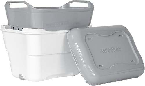 Strucket Mini colador entrelazado y cubo pequeño con drenaje (1 galón). Esenciales para el hogar para cocina, camping, limpieza. Cubocolador para