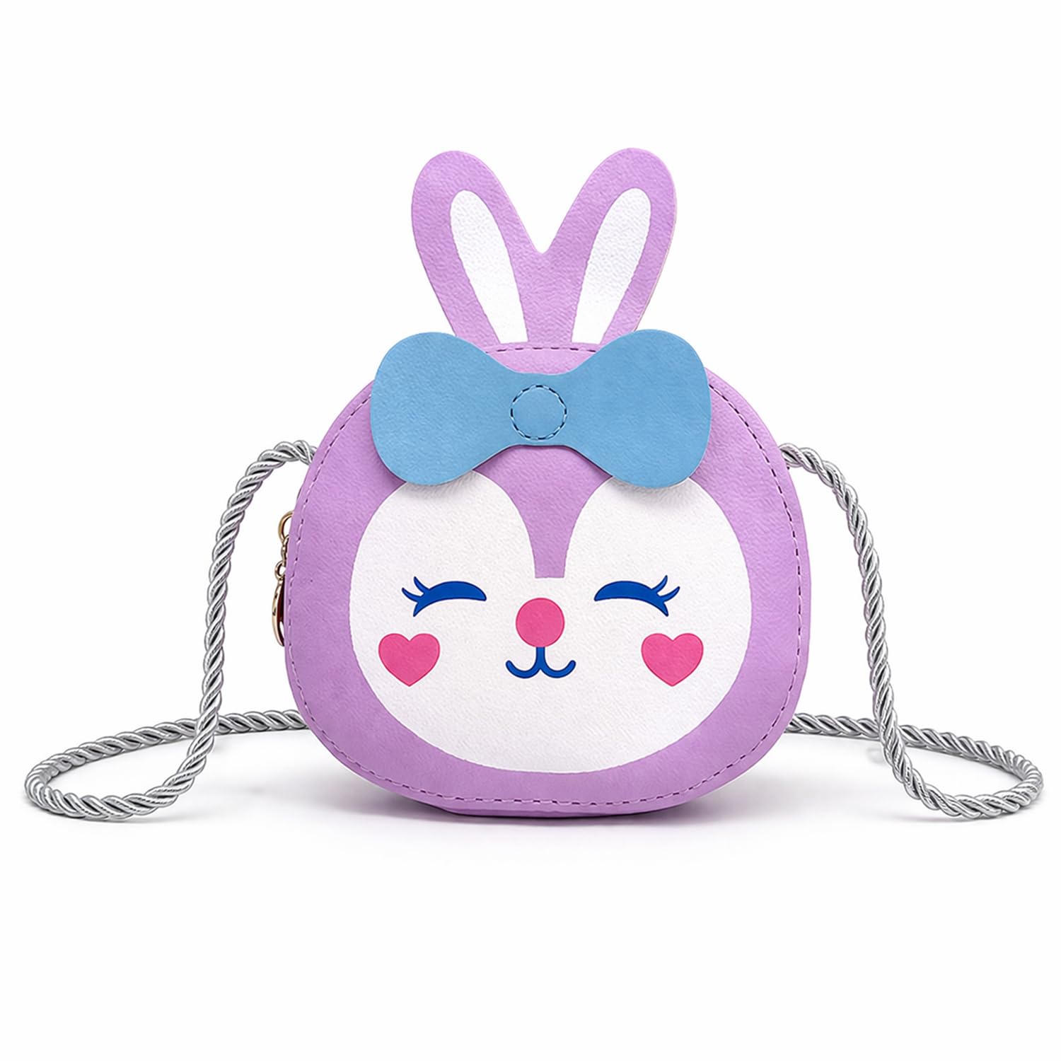 Children Rabbit & Bow Sling Messenger Bag Coin Bag Cartoon Backpack PU Leather Kitten Handbag for Toddlers Kids-image-5