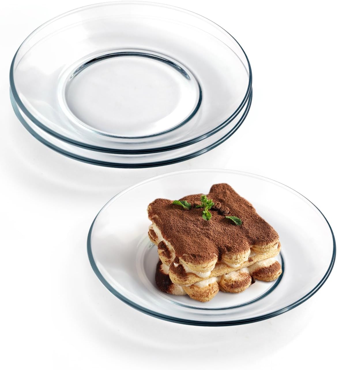 NUTRIUPS 3 Pack 20cm Tempered Glass Dessert Plates, Clear Salad Plates Dishwasher and Microwave Safe NUTRIUPS 3 Pack 20cm Tempered Glass Dessert Plates, Clear Salad Plates Dishwasher and Microwave Safe