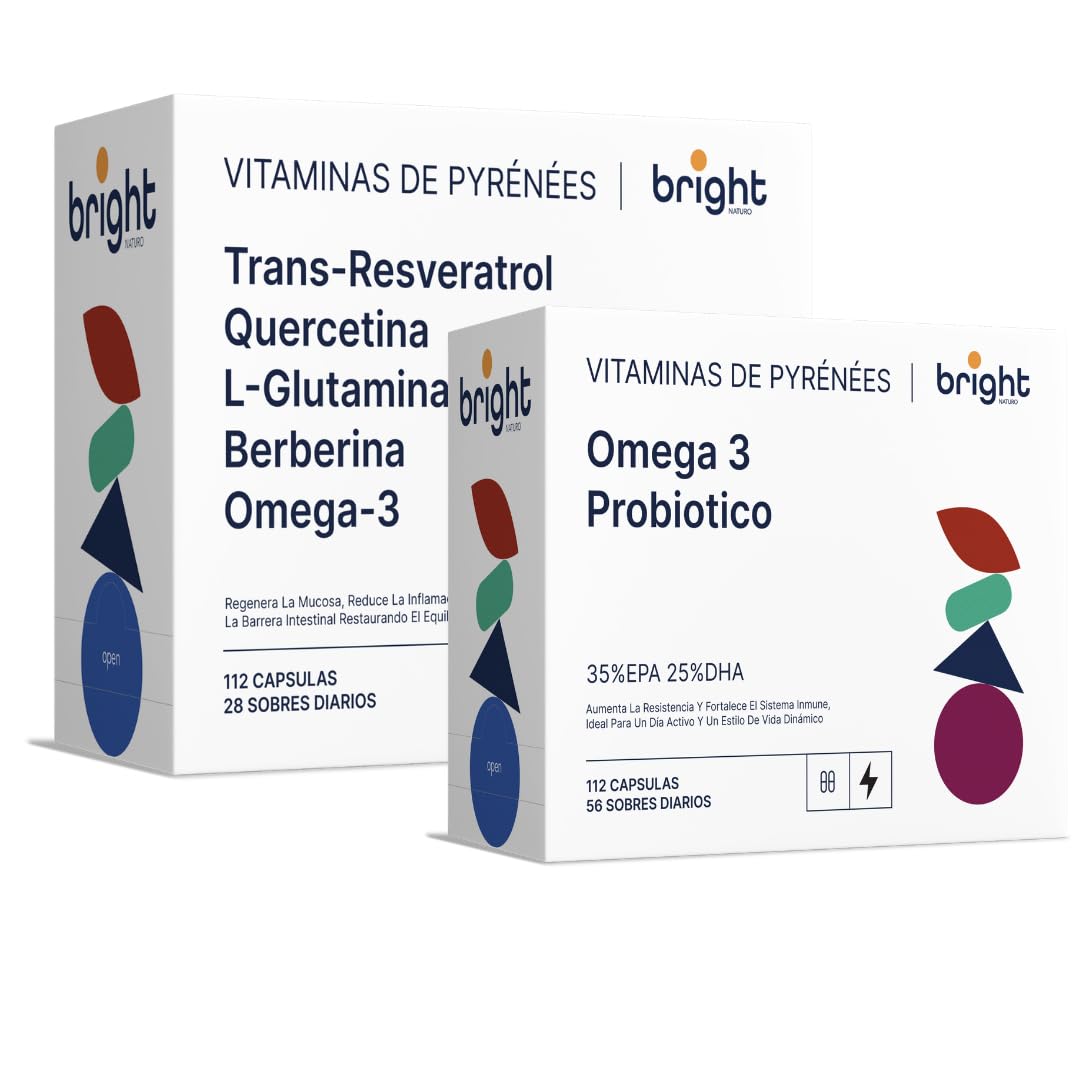 Gestión Avanzada de la Salud Intestinal – Probióticos, Omega-3 TG, L-Glutamina, Berberina, Quercetina y Trans-Resveratrol – Sin OMG | Sinergia excepcional para microbiota y barrera intestinal