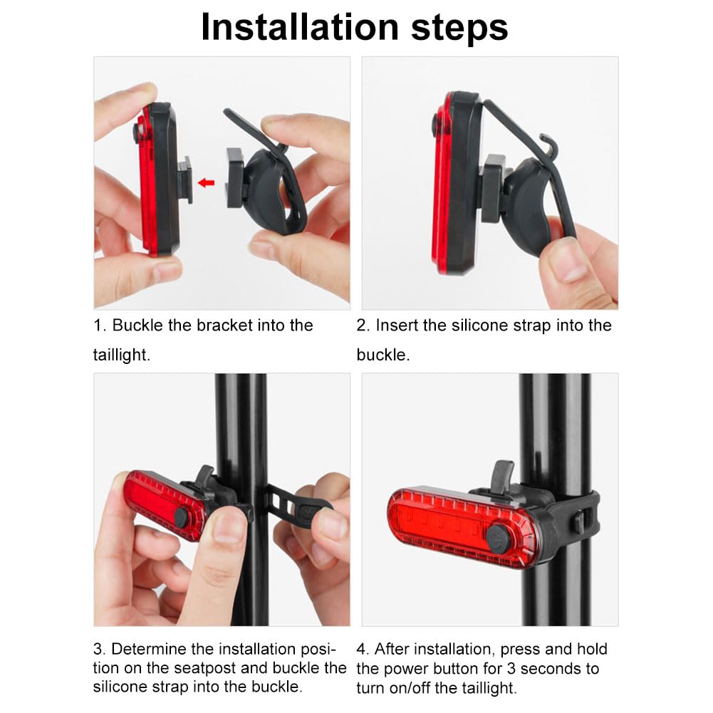 Lumiere Velo Avant et Arriere Feu Arrière de Vélo USB Rechargeable 4 Modes d'Éclairage Lampe Vélo LED Étanche Eclairage Velo pour Cyclysme VTT Vélo de Route Longue Durée de Vie de la Batterie