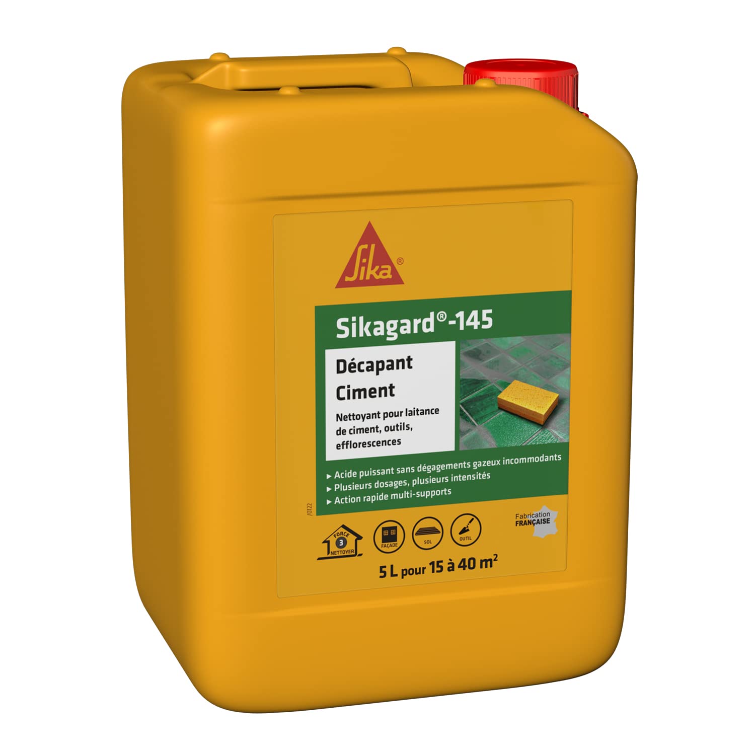 SIKA - Décapant - Nettoyant de ciment - Façade - Sol - Outils - Sikagard 145 - Action Rapide - Ne laisse pas de traces - 2L