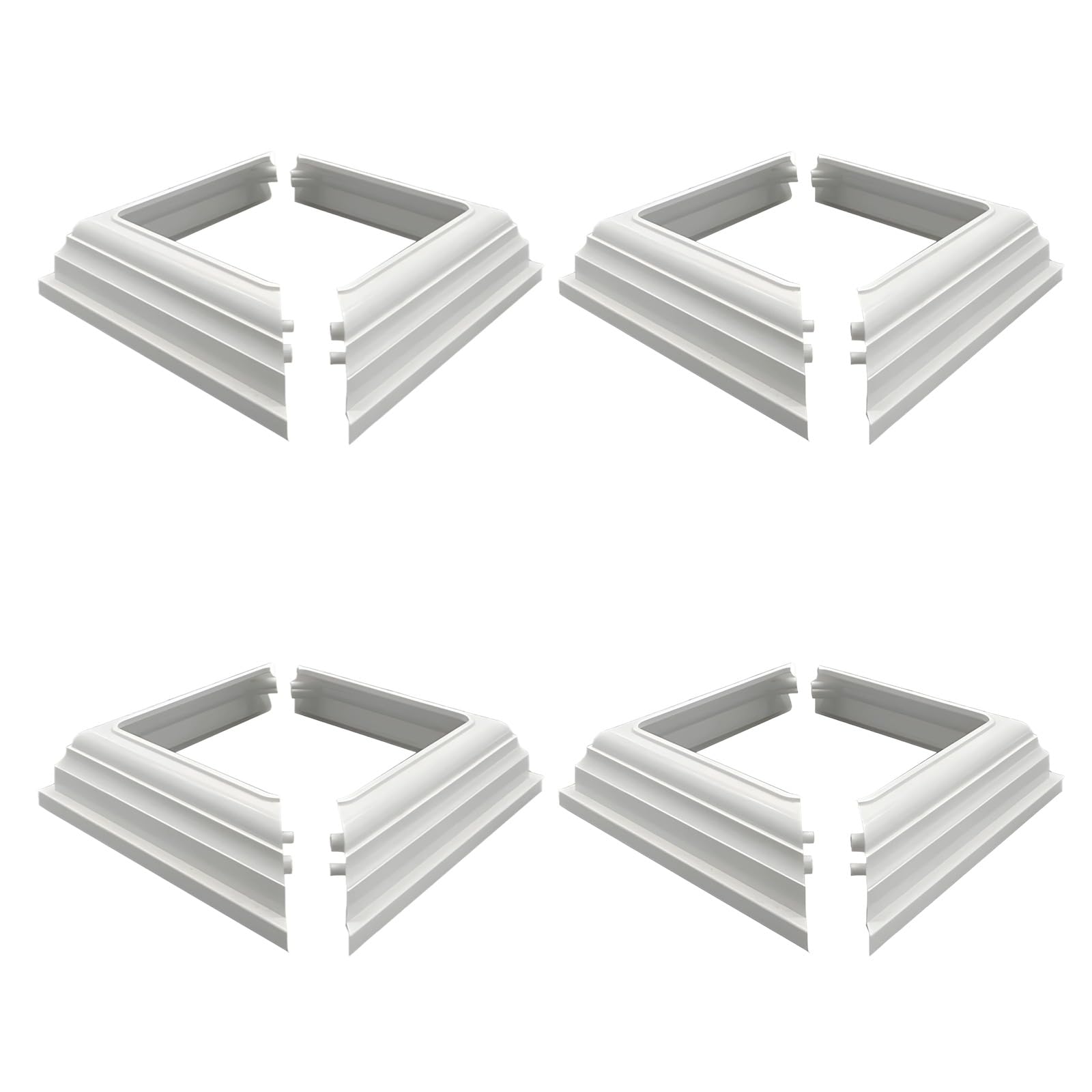 Faldones de vinilo de estilo dividido para postes de PVC de 5.9 pulgadas en blanco para escaleras