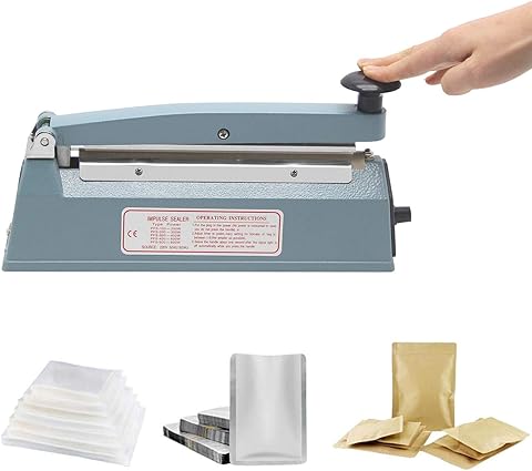 Hanchen Selladora de Bolsas de Plástico 200mm Sellador Térmico Profesional 310W para Bolsas de Polietileno/de Papel de Aluminio/de Papel Kraft (200mm)