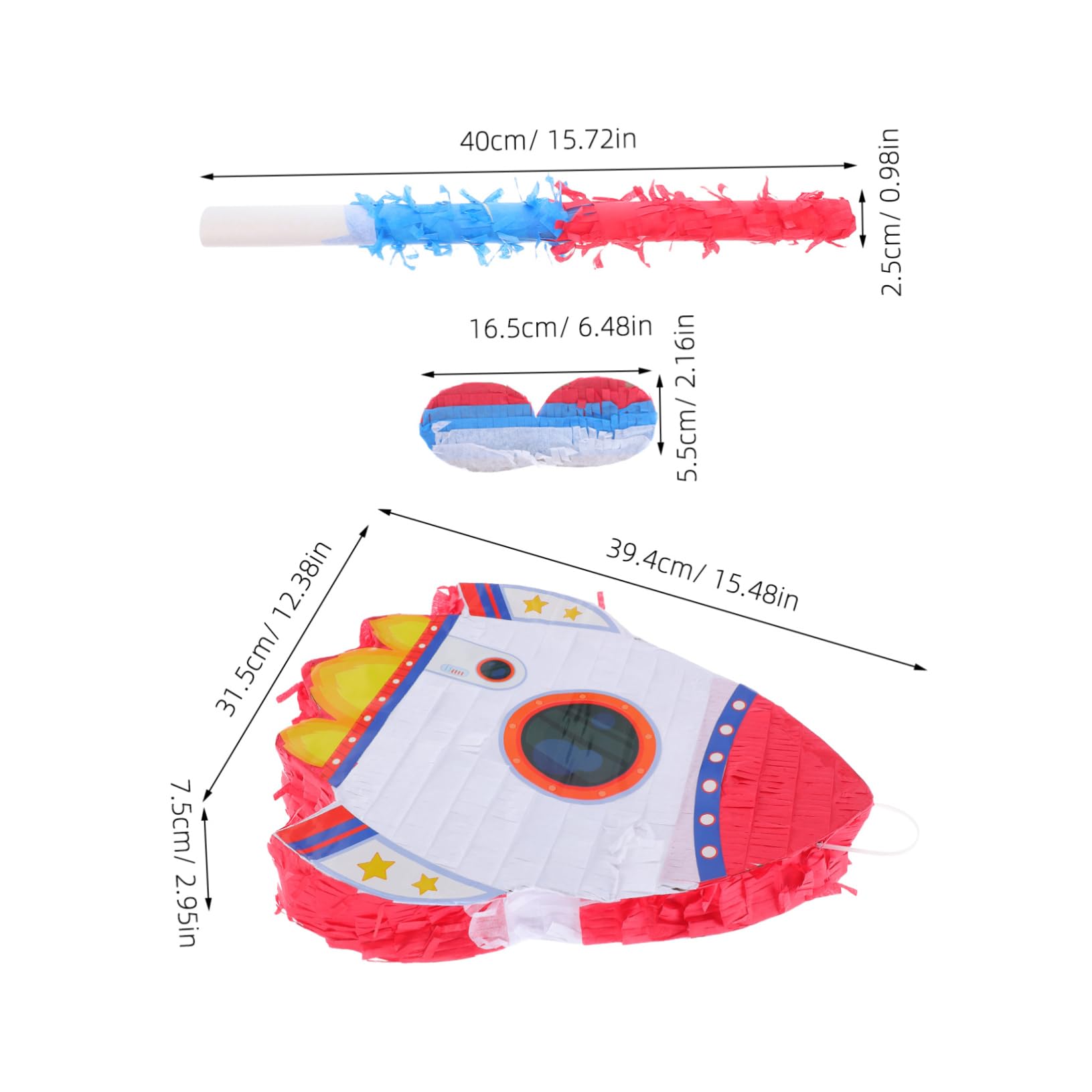 ibasenice Piñata Cohete para Fiesta de Cumpleaños Infantil con Confeti y Palito para Vendar los Ojos Artículos para Fiestas y Decoración de Piñata de Juguete para Decoraciones de Cumpleaños