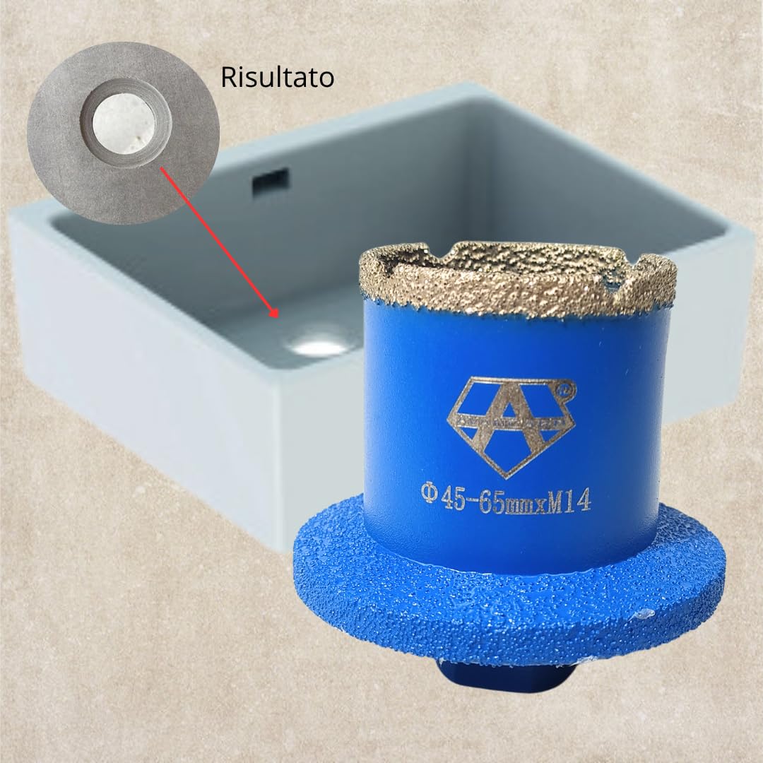 AVANGARD Svasatore diamantato professionale 45 mm - AC456501 - Fresa conica di alta qualità per fori Lavello e piletta - ideale per gres porcellanato, marmo e granito - finitura precisione Top