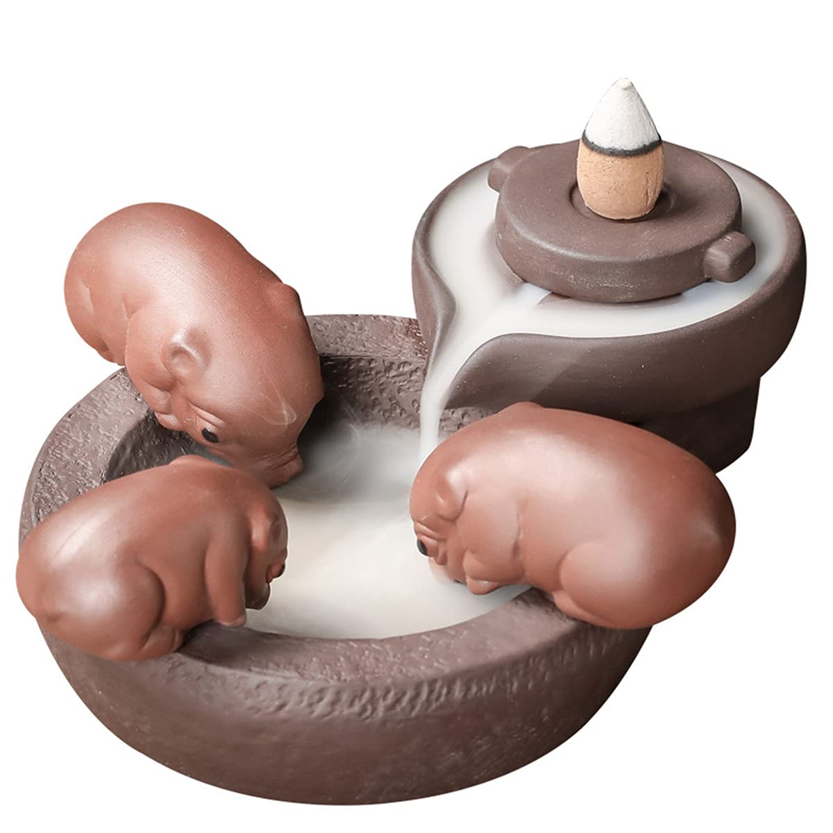 Incense Cones Burner, Waterfall Backflow Pigs Incense Holder Handcrafted Ceramic Censer Home Decoration Handicraft Gift