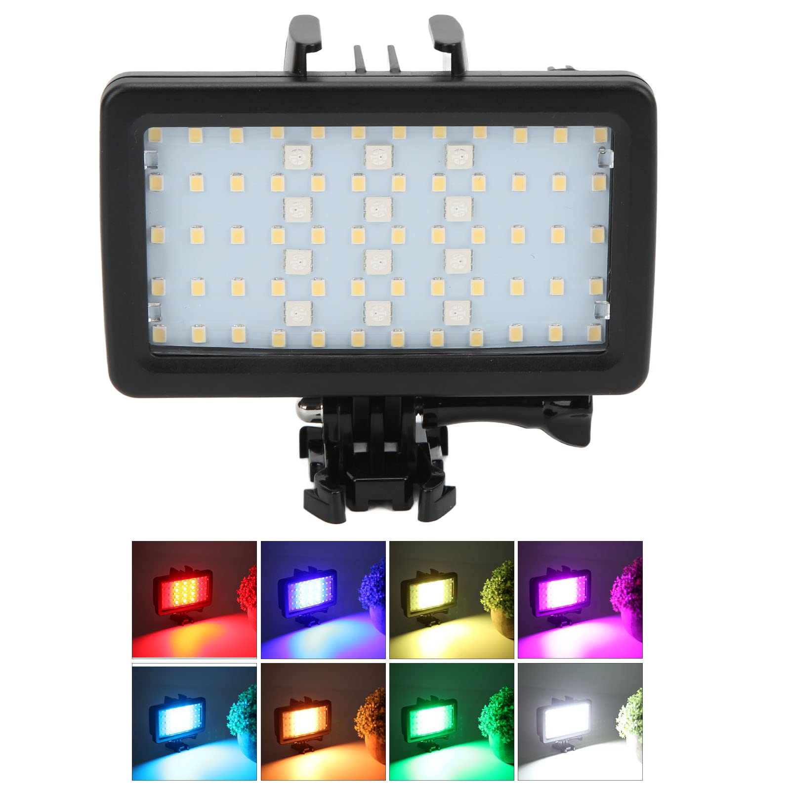 Luce subacquea, luce immersione ricaricabile, video LED subacquea dimmerabile con 8 modalità di illuminazione per la fotocamera d'azione