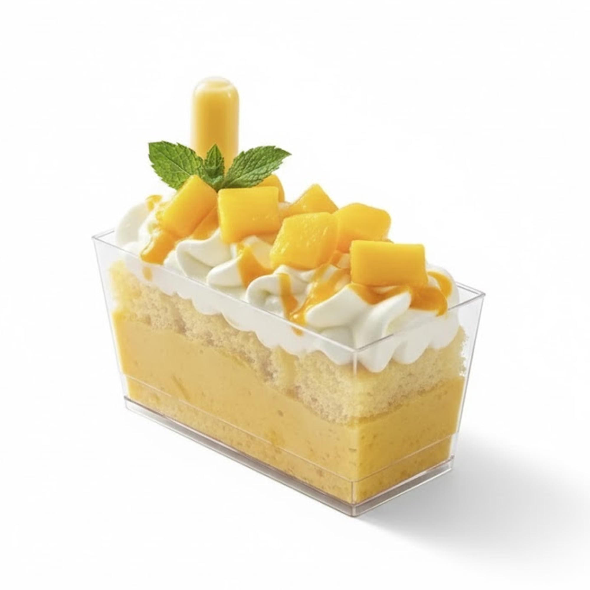 Dessert Infinity 50 Pieces 110ml 4oz Plastic Dessert Cups for Cheesecakes Cube Clear Parfait Appetizer Cup Serving Bowl Pudding Mousse Party (9cm x 4.5cm)