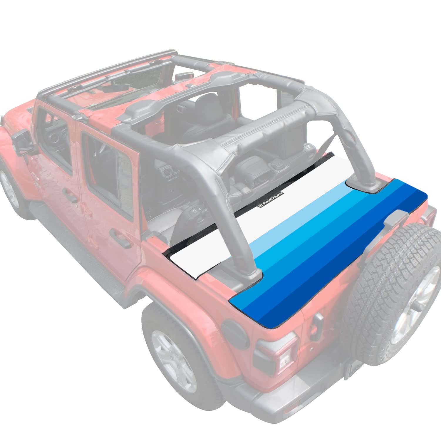 ShadeideaWrangler JL Tonneau Cover for Jeep JLU 4 Door (2018-Current) Rear Trunk Vinyl Tailgate Cargo Cover Robicon Sahara Sport S (Blue/White Gradient) - 3 Year Warranty