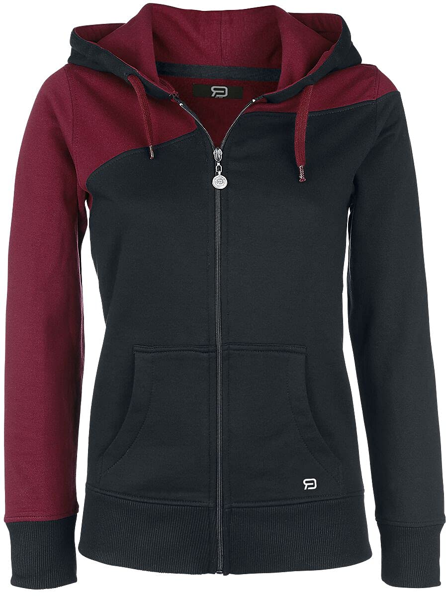 RED by EMP Femme Veste de survêtement noire et rouge avec capuche
