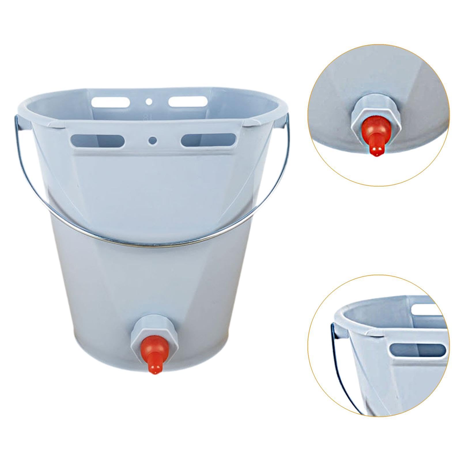Secchio per L'alimentazione dei Vitelli, Secchio per Il Latte, Accessori per L'allevamento, Installazione Facile E Professionale, con Tettarel, Grigio con 1 Capezzolo