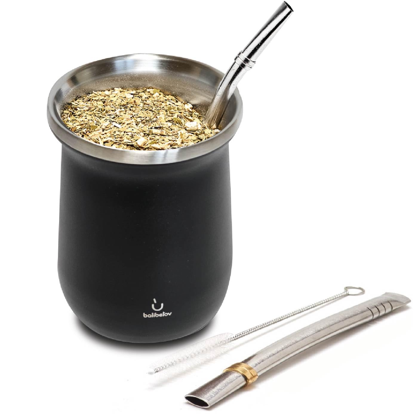 Calabash Stainless Steel Yerba Mate Gourd Set (Black)