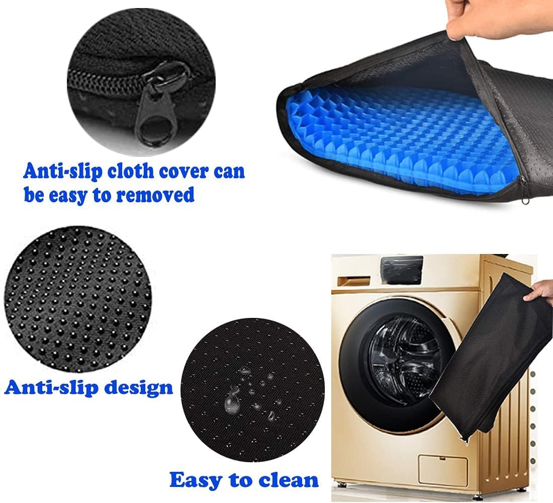 BIGXEN Egg Gel Seat Cushion, Breathable Gel Cushion Chair Pads with Non-Slip Cover for Home Office Car Wheelchair, Honeycomb Design As Seen On TV-1PCS 2