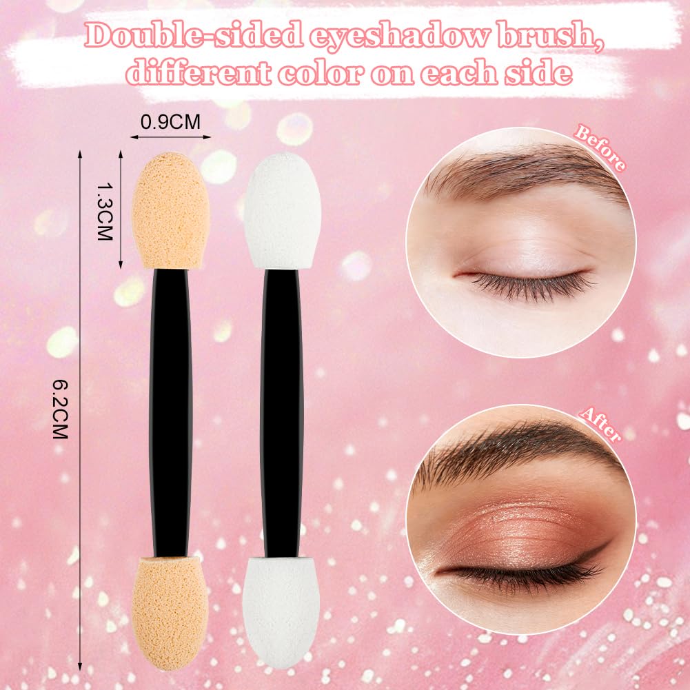 BUTBU 50 Piezas Aplicador de Sombra de Ojos, Brocha de Esponja para Sombra de Ojos de Doble Punta, Brocha para Somb-ra de Ojo-s, para Maquillaje Principiantes Chicas — view 2