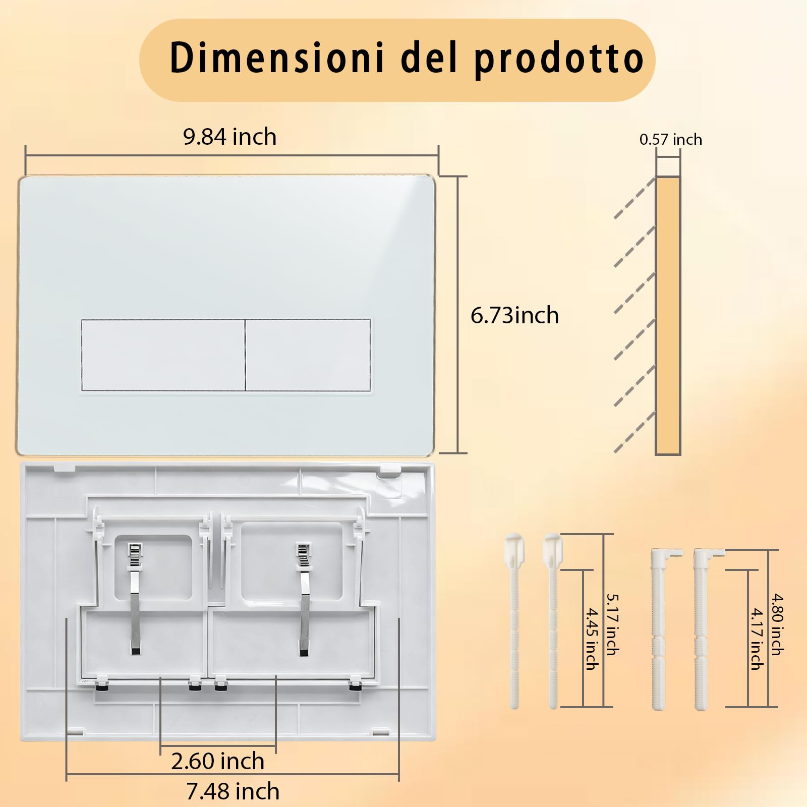Empyreal Placca Di Comando WC Realizzata In Vetro Temperato, Compatibile Con Geberit Sigma 01/20/30, UP300 & UP320, 245 × 164 mm, Ricambio Per Scarico Con Set Leve Di Scarico E Telaio Di Montaggio