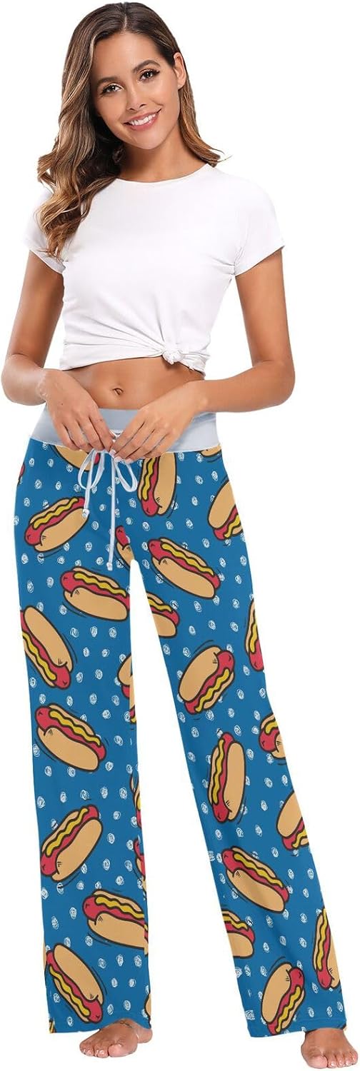 Women's Pajama Lounge Pants Casual Drawstring Loose Sleepwear Cozy Stretch Pants Wide Leg - Image 2