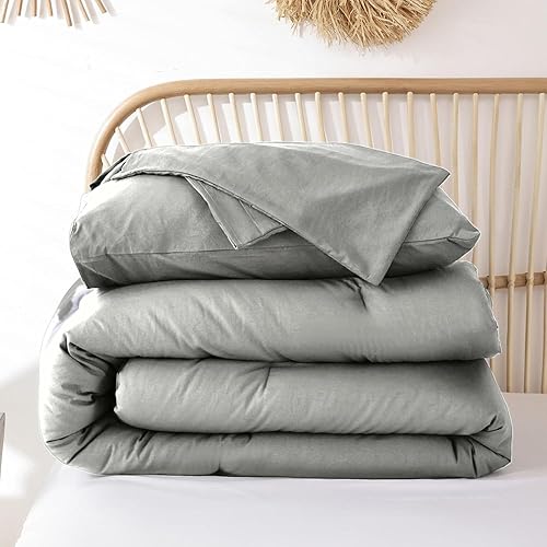 Miniatura 5 de Juego de edredón gris de 3 piezas, tamaño King, cama en una bolsa, juego de edredón bohemio, de poliéster suave, resistente a las arrugas y a la