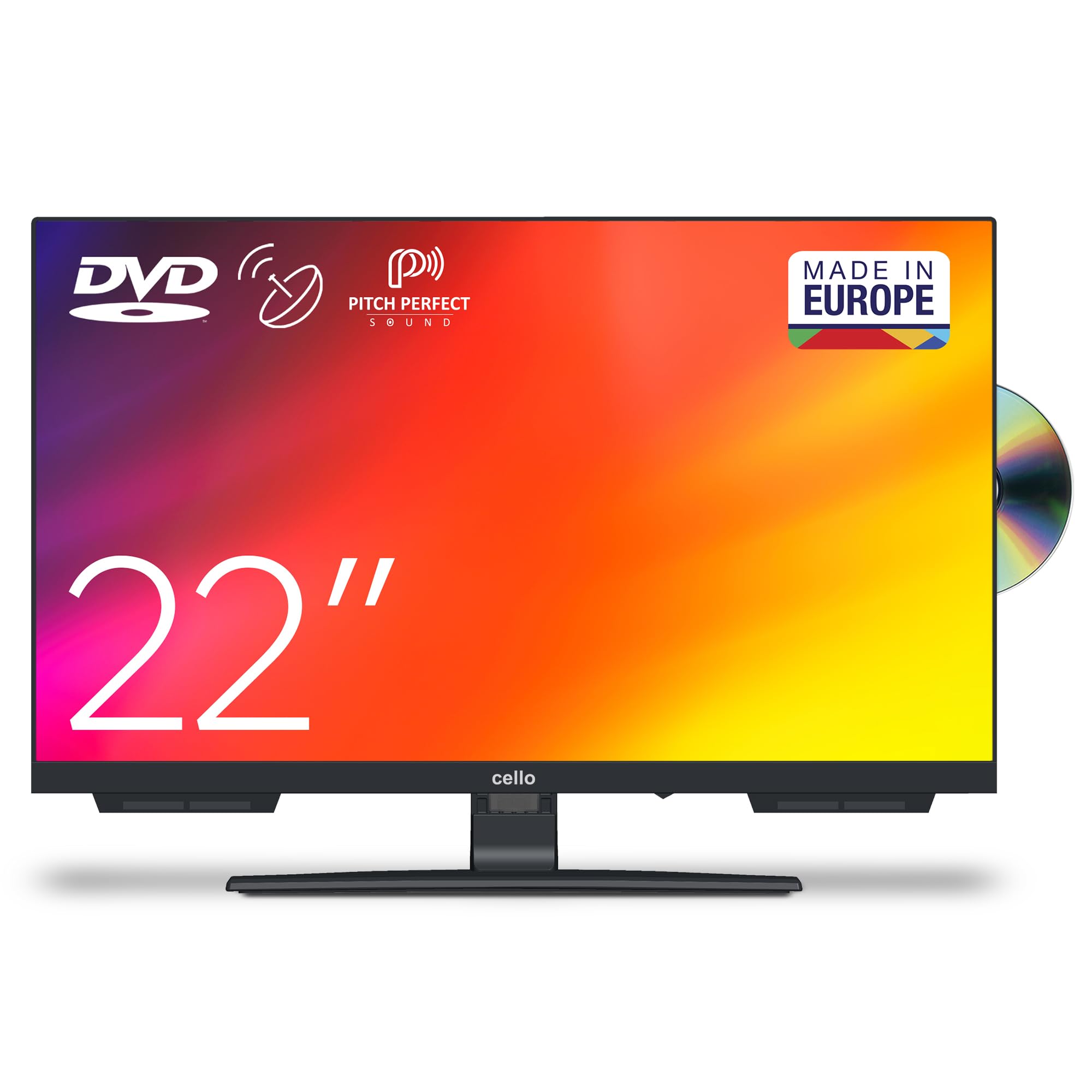 Cello C2224F 22-Zoll-Full-HD-Fernseher, 230V, integrierter DVD-Player, integrierte Satellitenlautsprecher mit Perfekter Tonwiedergabe, Nicht smart, einfach zu bedienen