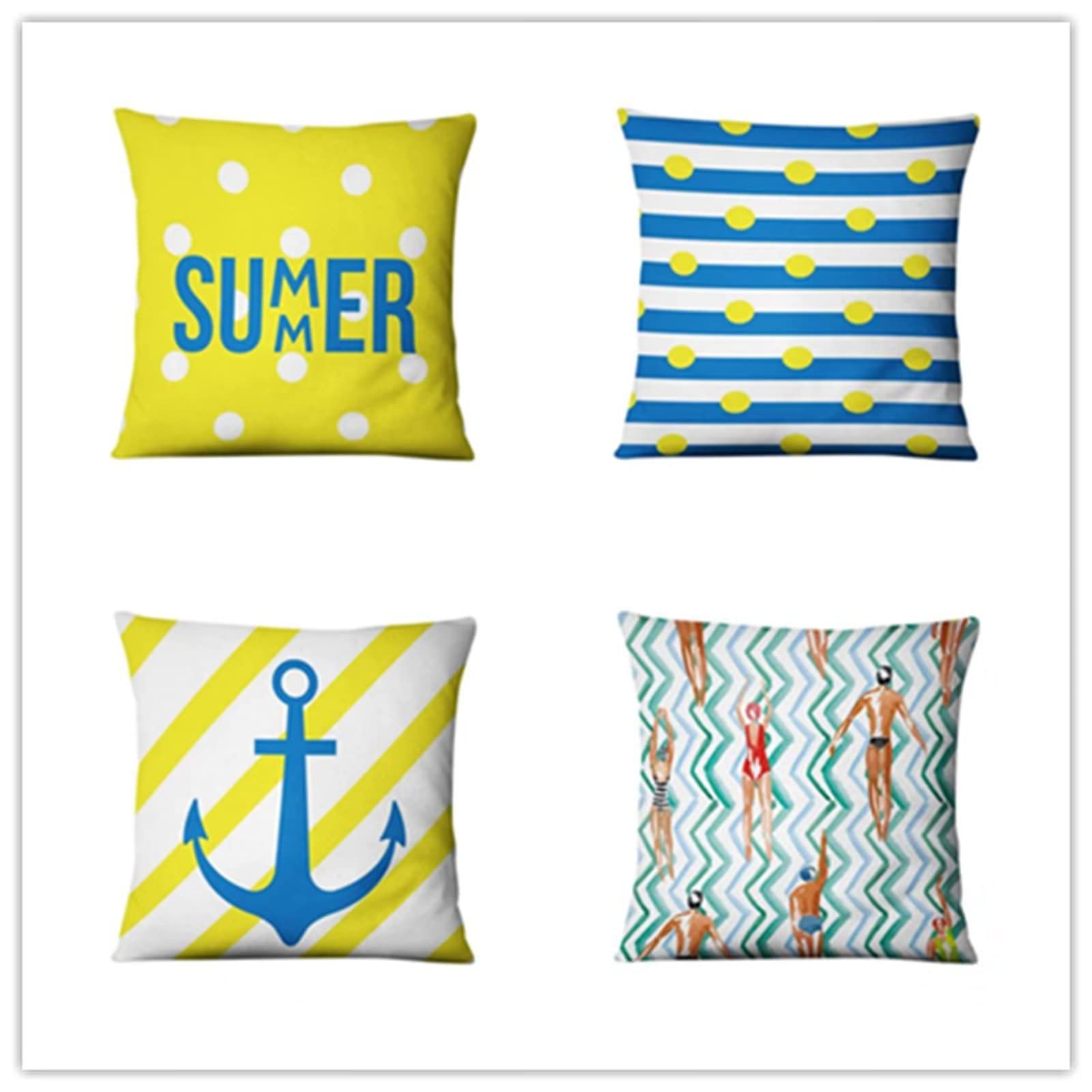 Cojines 60x60cm Azul Simple Cojines Decorativos para Sofa Moderna Decorativa Cojín Juego de 4 para Decoración Hogar Soft Almohadas cuadradas Funda de Cojín D-3202