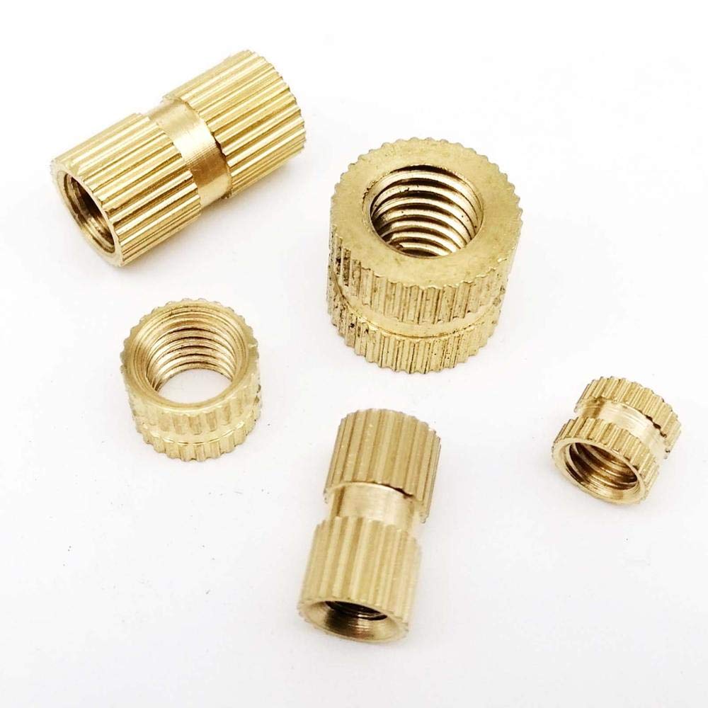 Dadi con inserti in ottone massiccio M2 M2.5 M3 M4 M5-25/50 pezzi Dadi zigrinati con filettatura metrica for progetti fai da te(25pcsxM5x7.2mmx4mm)