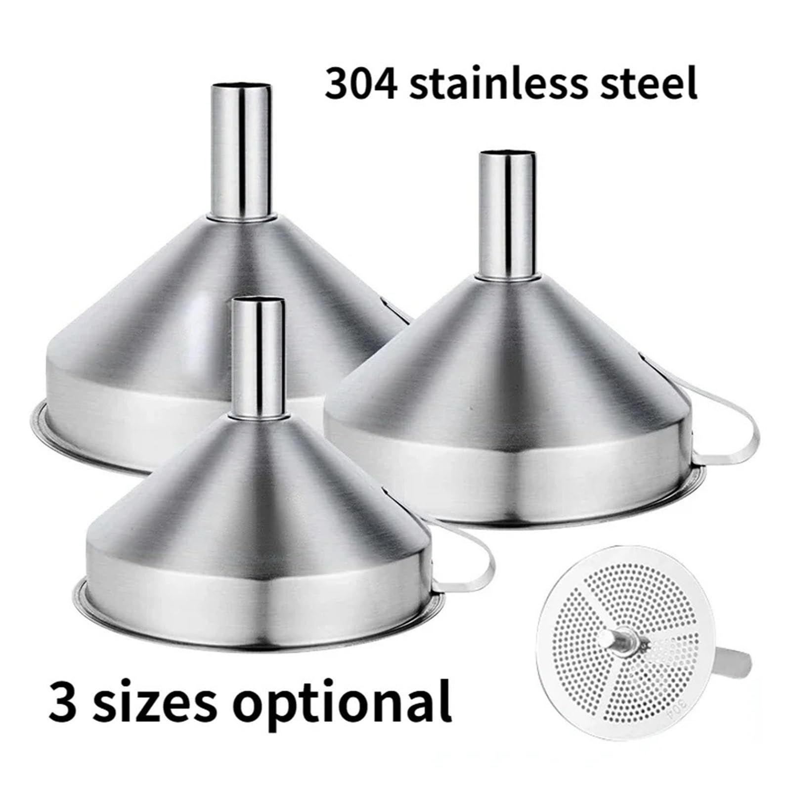 Funnels (hogar y Cocina) Embudo de Acero Inoxidable for Cocina, Embudo de Metal líquido con Filtro Desmontable, Embudo de Boca Ancha for enlatar Herramientas de Cocina
