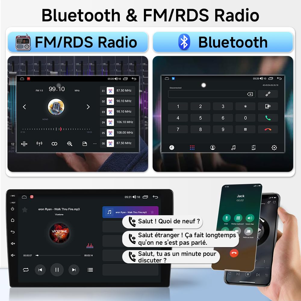Autoradio Android 15 pour Renault Clio MK4 2012–2018-10,1" écran Tactile, 8-Core, 4+64 Go, Carplay sans Fil Android Auto, Dab+, Bluetooth, GPS, WiFi, Compatible avec SWC