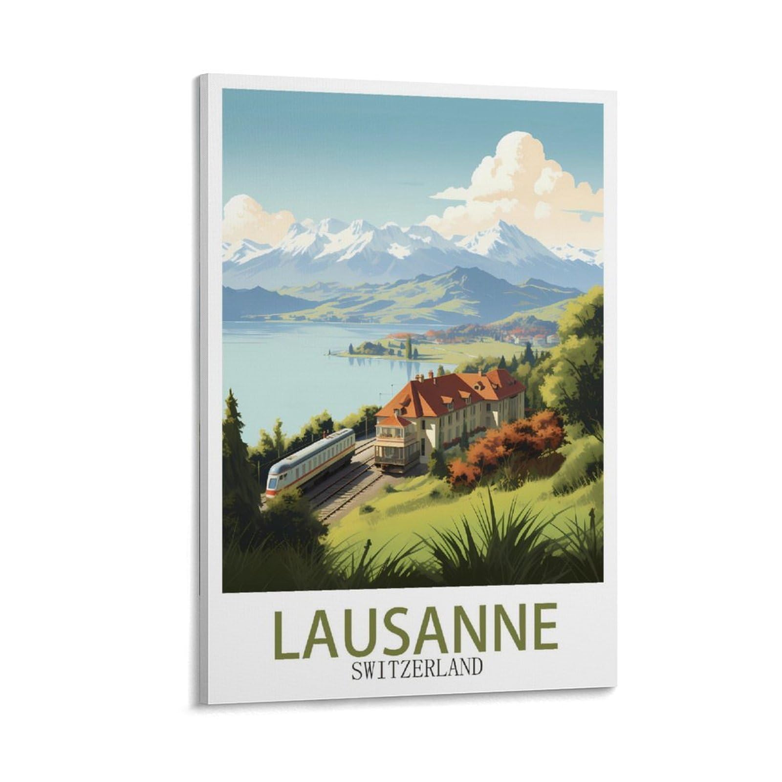 ZBBGGOZ Lausanne Switzerland Vintage Travel Poster 08x12inch(20x30cm) Canvas Wall Posters And Art Picture Print Modern Family Bedroom Decor