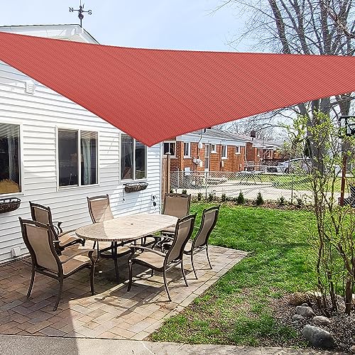 WINDSCREEN4LESS 16' x 16' x 16' Sun Shade Sail UV Block Fabric Canopy in Red Triangle for Patio Garden Patio Customized