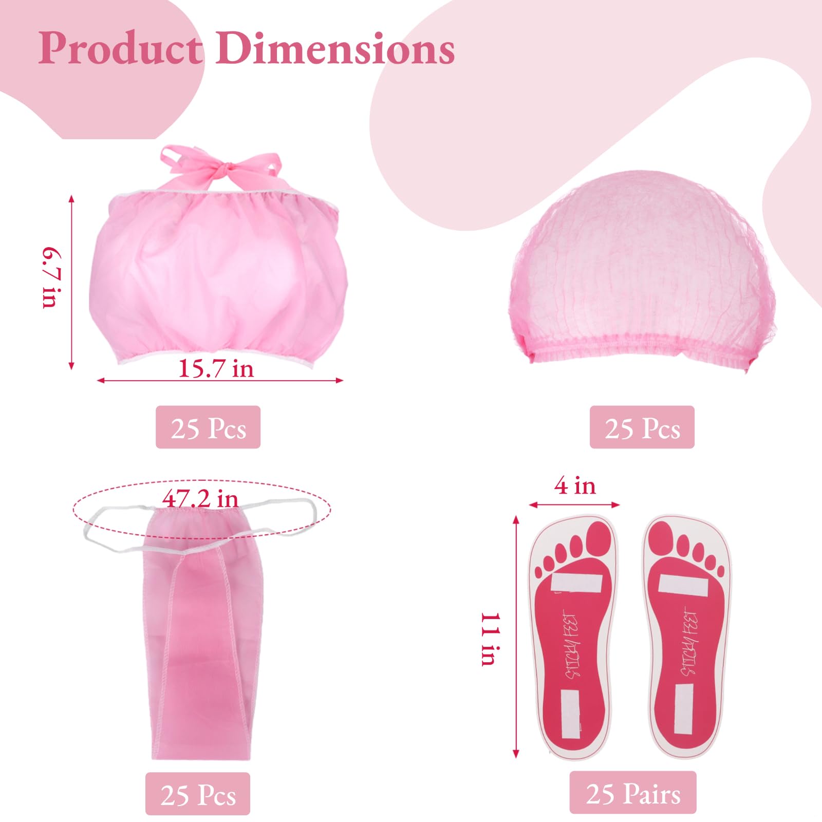 Kit di accessori usa e getta per abbronzatura, 100 pezzi, con reggiseno, biancheria intima, cuffie per capelli, cuscinetti per piedi, kit per abbronzatura da spiaggia