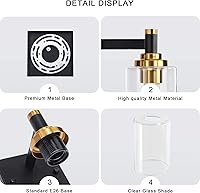 Vista 7 de Juego de dos apliques de pared negros y dorados para baño, lámparas de pared de latón, modernas lámparas de pared con pantalla de vidrio, lámparas