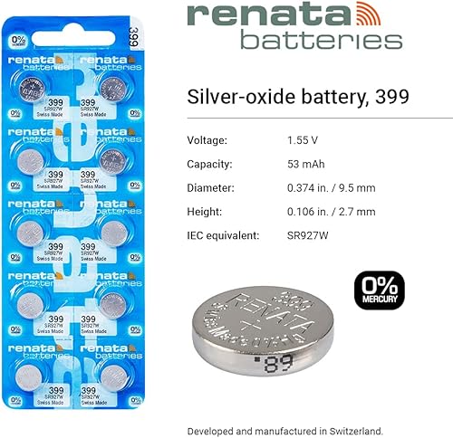 Miniatura 2 de Renata - Batería para reloj (3 baterías, 399 o SR 927SW o AG7, 399 o SR 927 SW)