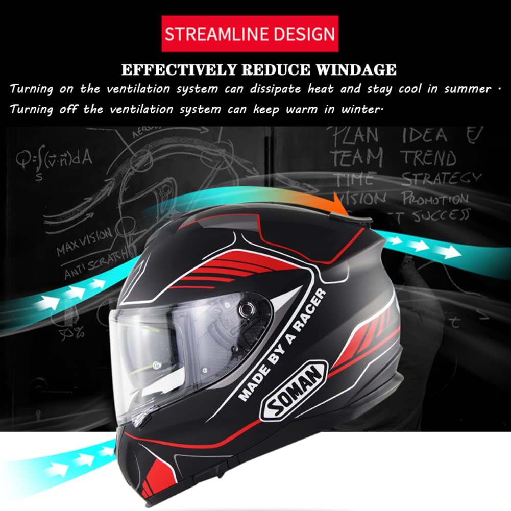 Casco Moto Integrale Bluetooth Con Doppia Visiera - ABS Certificato ECE, Auricolare Integrato, Parasole Antiappannamento, Taglie M-2XL - 2