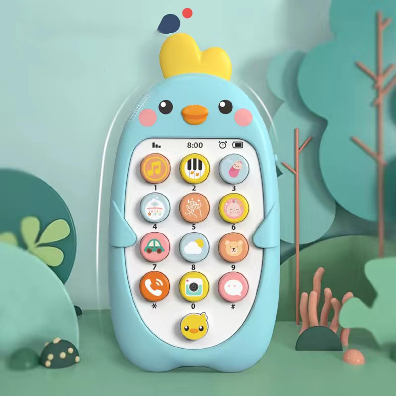 Yctze Zabawki do Telefonów dla Dzieci, Maszyna do Wczesnej Edukacji, Symulacja Muzyki, Zabawka Telefoniczna z Gryzakiem, Zabawka w Jasnych Kolorach, Idealna dla Małych Dzieci w Wieku od 1 3 Lat (BLUE)