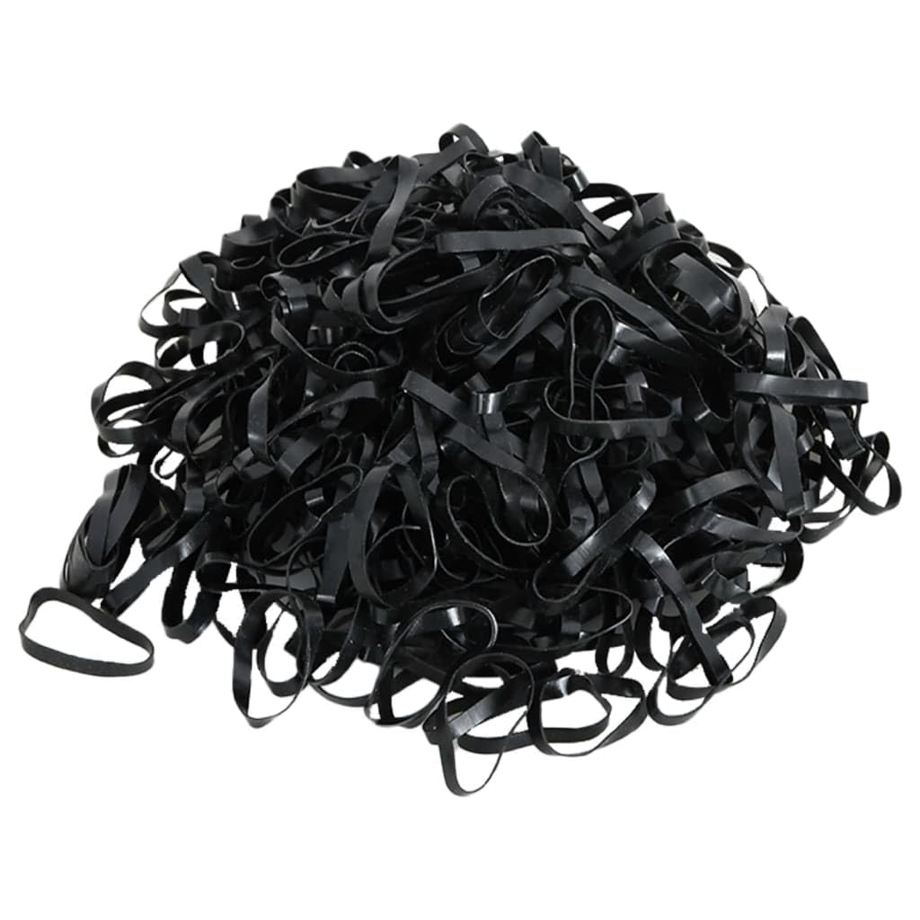500 Flechtbänder für Pferde Schwarz Silikon für Mähne und Schweif, Flexibler Halt beim Reiten, 16,5 x 10,5 x 3 cm Beutel für Pferdezubehör