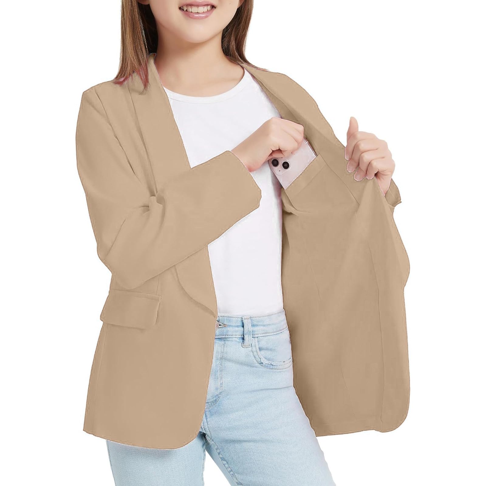 Suéter Clips Bufanda Chaqueta Formal Frente Abierto Bolsillo Interior Para Niños Wipe Camisa Niñas
