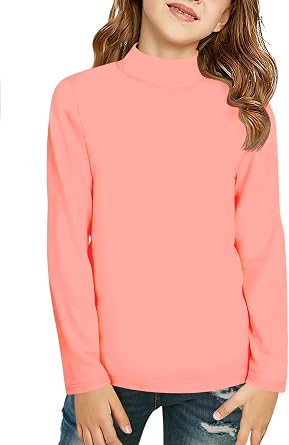 ZDC Girls Long Sleeve Shirts Mock Neck Active Layer Top 5-14 Years