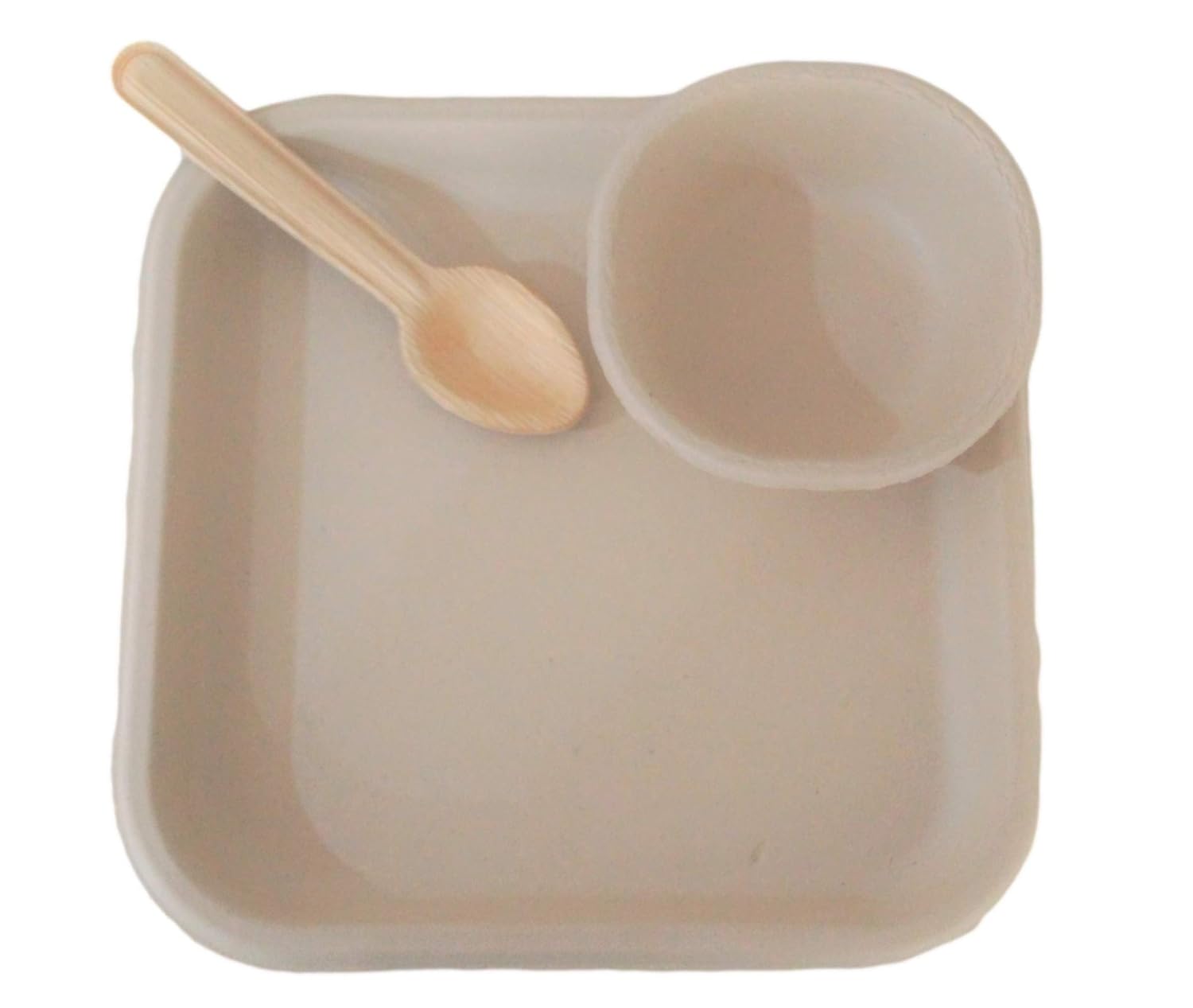 Vissage Pack of 25 9IN EcoFriendly Plates with 25 Eco Friendly Bowls and 25 Leaf Spoons