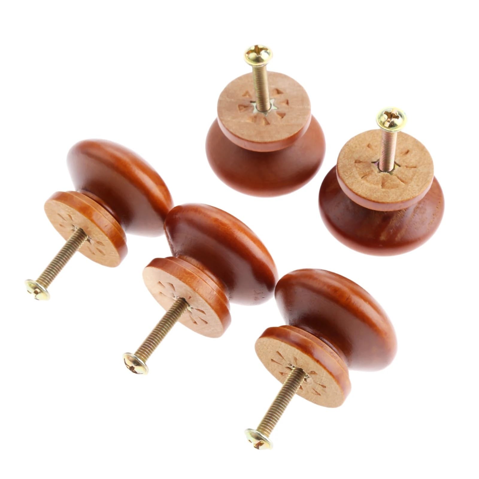 Bryske Dark Brown 10Pcs Wooden Cabinet Handles Drawer Pulls For Kitchen Wardrobe Door Knobs
